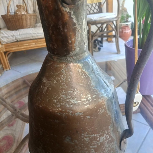Table lamp handmade with large copper base 45 cm used