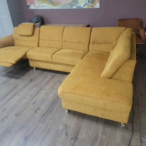 Dakar corner sofa new, cinnamon fabric with electric relax mechanism