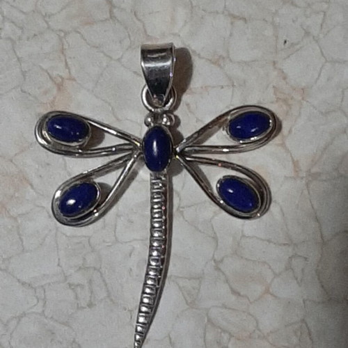 Dragonfly pendant silver 925 with lapis lazuli new