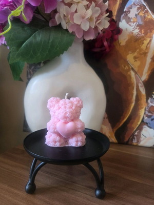 Bear Candle with Heart custom made from soy wax