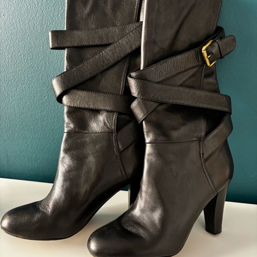 Massimo Dutti leather boots like new, black, size 37