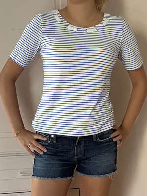 Marks & Spencer Vintage Blue Striped Nautical Top M like new