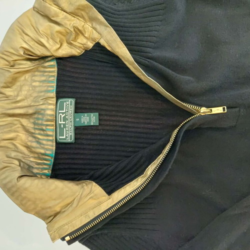 Ralph Lauren knitted men's quarter zip up pullover Small like new, black and gold