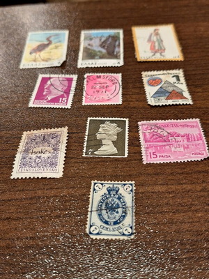 Stamps used, pack of 10 from 1960s-1970s