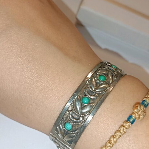 Vintage Italian silver bracelet with turquoise, ALP Italy