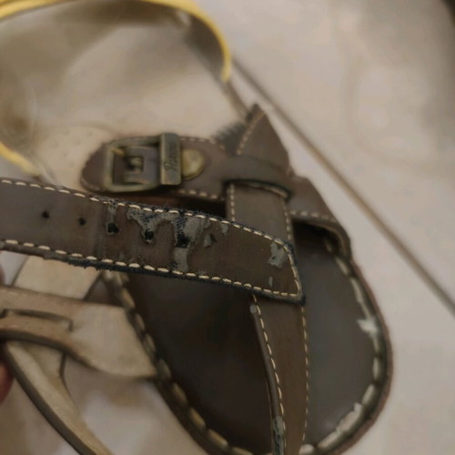 Parex orthopedic sandals used, brown and yellow, size 38