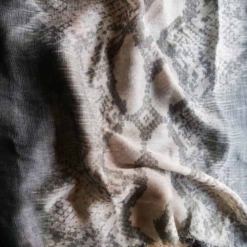 Scarf like new, 2 meters long, gray and beige