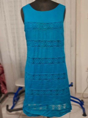 Monsoon cotton dress M / UK 12, petrol blue-green