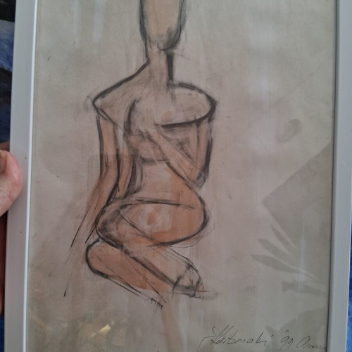 Painting "Γυμνο" like new, framed 21×30cm, signed