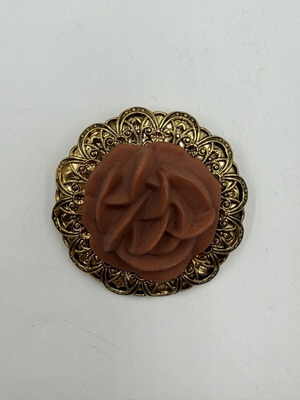 Vintage Byblos Brooch with Gold Plated Rose Motif, Like New
