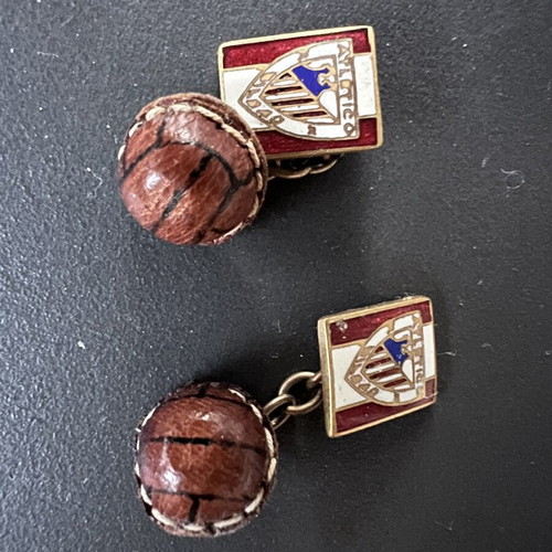 Vintage Athletic Bilbao cufflinks with leather football