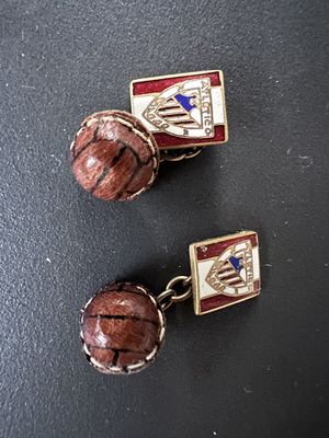 Vintage Athletic Bilbao cufflinks with leather football