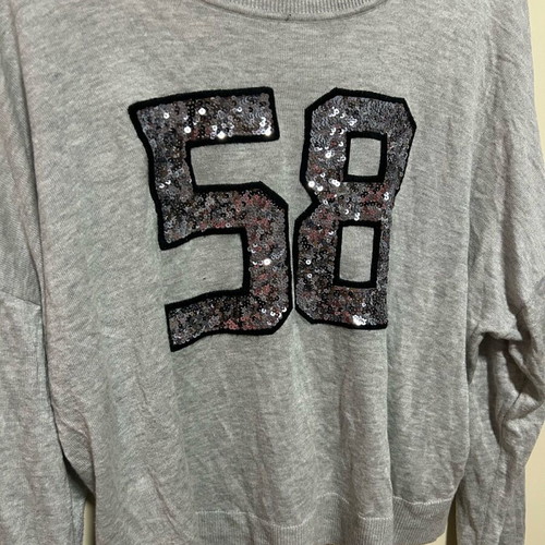 H&M Thin Sweater Grey Like New with Rhinestone Print Size L