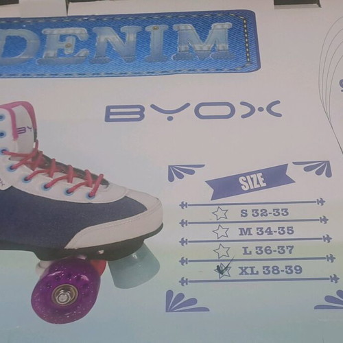 Byox Denim Quad Adjustable Rollers Size 38-39 Like New