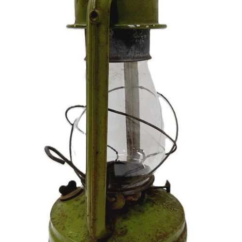 Vintage rustic gas lantern used, metal and glass