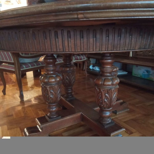 Carved round dining table used