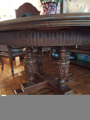 Carved round dining table used
