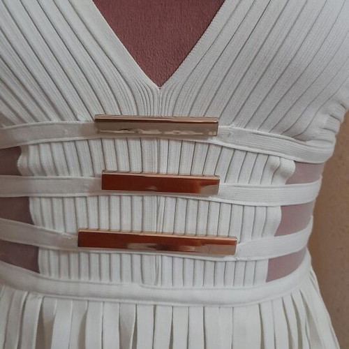 Serendipity white cream bandage dress with fringes, size M