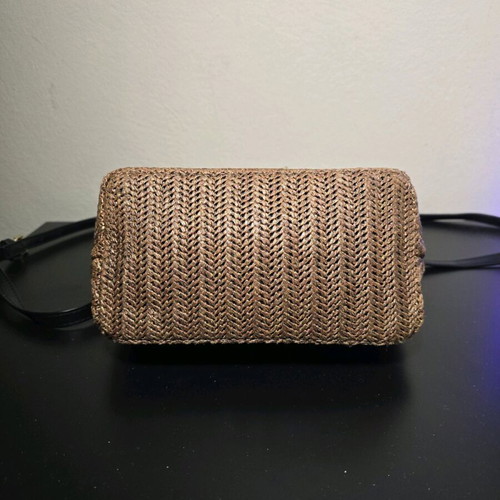 Sisley crossbody bag used, straw design with leather flap