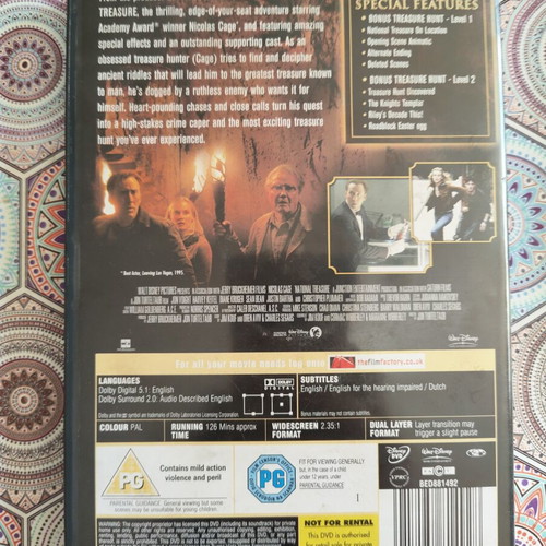National Treasure DVD used, action genre, English and Dutch