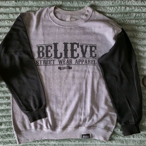 Believe sweatshirt without hood like new, size L, black and gray