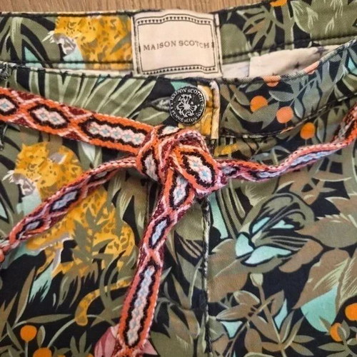 Maison Scotch Jungle Print Shorts New with Braided Belt W29