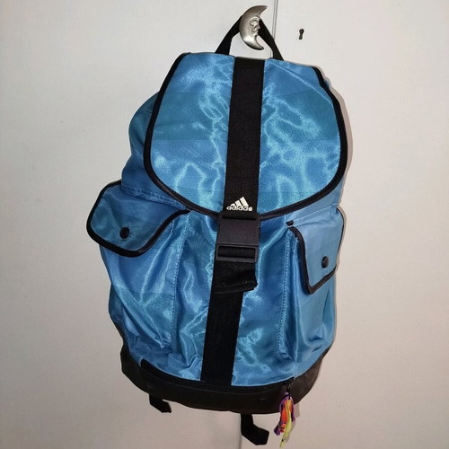 Adidas backpack used, turquoise waterproof with 2 outer pockets