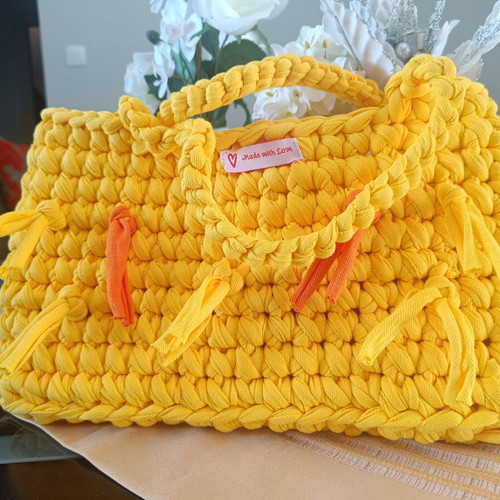 Handmade crochet bag new, yellow