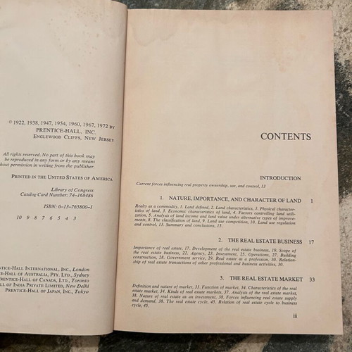Real Estate Principles and Practices book used 1972 vintage