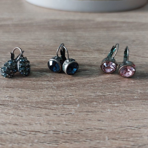 Dyrberg/Kern earrings set of 3 pairs used, multicolor