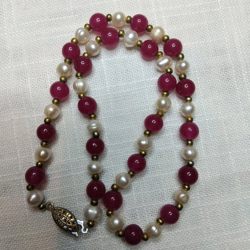 Necklace natural pearl 12-15 mm and red coral 6 mm like new
