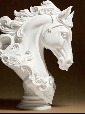 Decorative horse bust new, baroque style 3D printed