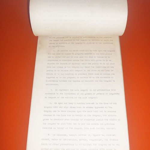 Power of Attorney document used from English insurance company for Greek contracts 1926
