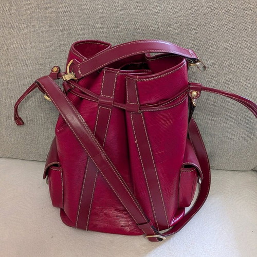 Lancel Elsa Sellier red leather shoulder handbag used