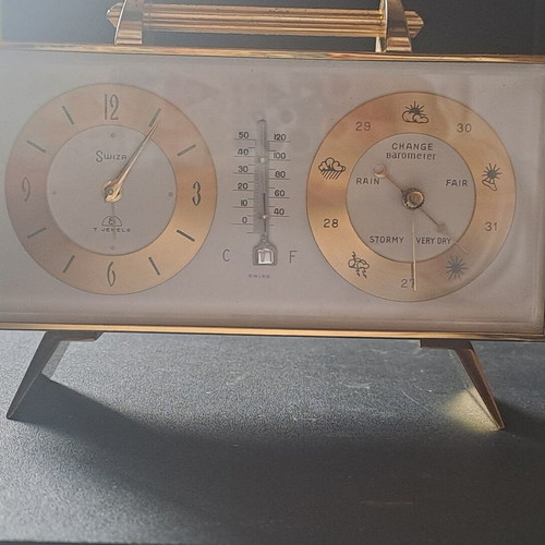 Swiza clock alarm with thermometer and barometer like new