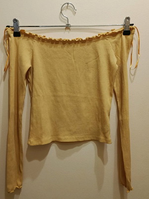 Long-sleeve blouse with off-shoulder yellow, like new, size M