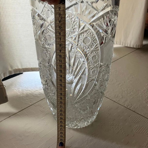 Bohemian hand-carved crystal vase, like new