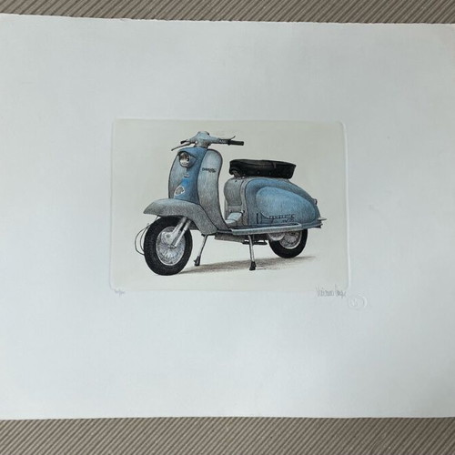 Vespa chalcography like new, Italian artist, 33.5x40.2cm