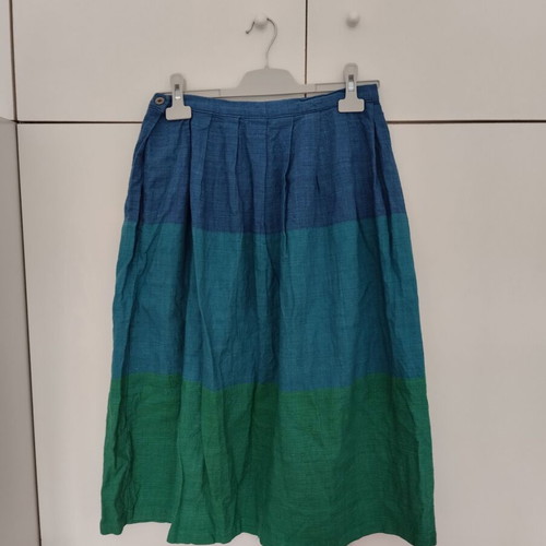 Vintage linen skirt blue and green used