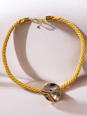 Necklace handmade, yellow