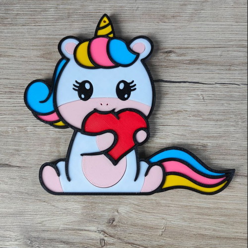 Unicorn keychain new 3D printed with colorful tail