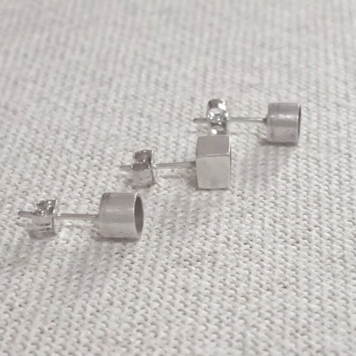 Handmade silver stud earrings 925, set of 3, geometry design, like new