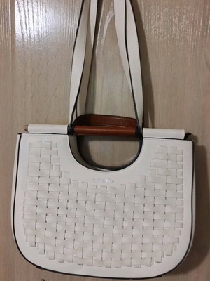 Shoulder and handbag white bag with brown leather details like new