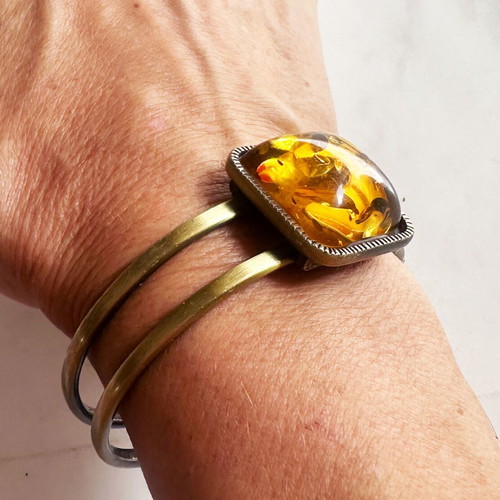Vintage bracelet with amber 1960s used