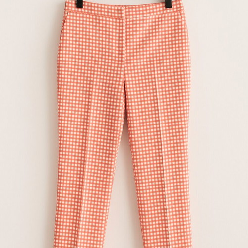 Zini pants size 38 like new coral with white geometric pattern