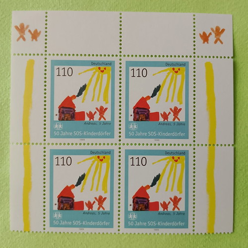 German 1999 stamp with Bonn first day cover, mint block of four