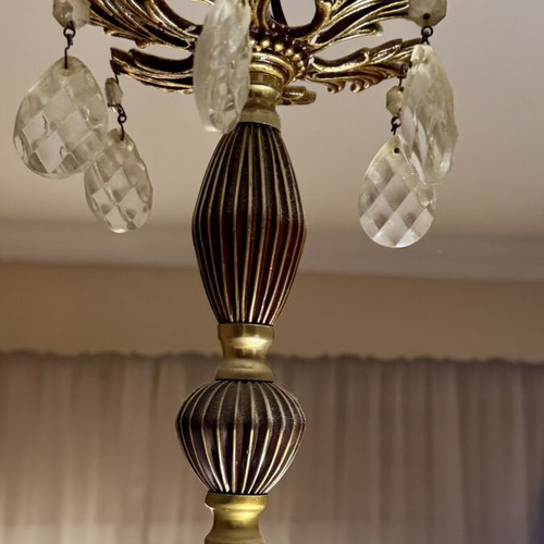 Vintage ceiling light satin glass floral decoration like new