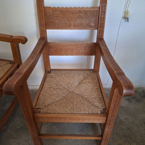 Wooden handmade carved seating set like new