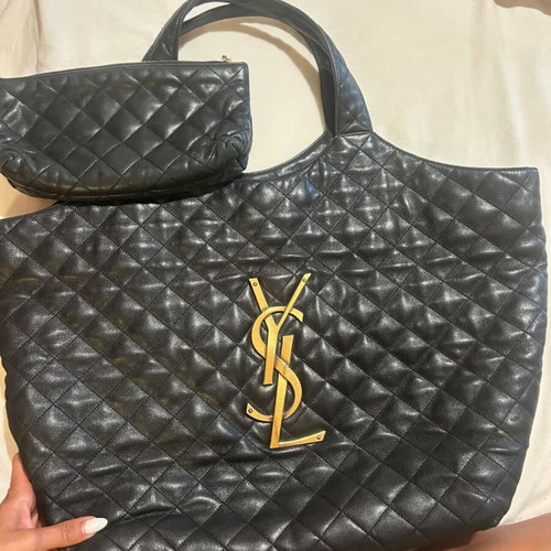 YSL Lamb Skin Shoulder Bag like new, black, large statement