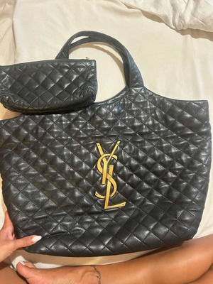 YSL Lamb Skin Shoulder Bag like new, black, large statement
